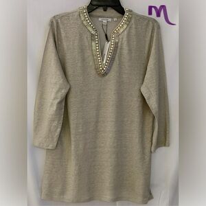 Chico's Cream Tunic with Gold Accents